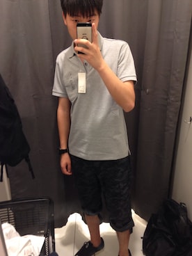 「UNIQLO（ユニクロ）のアイテム（Polo、グレー系）」を使った、Supremacismさん（メンズ・175cm）の夏コーディネート