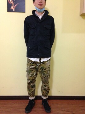 「GAP（ギャップ）のアイテム（Military jacket、ブラック系）」を使った、Supremacismさん（メンズ・175cm）の秋コーディネート