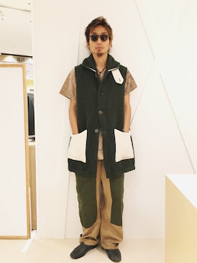 「ロングベスト」｜「アイテム（サロペット/オーバーオール）」を使った、kentashimomatsuさん（メンズ・178cm）の秋コーディネート