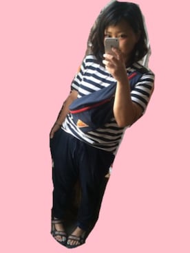 「アイテム（ボディバッグ/ウエストポーチ、ブルー系）」を使った、pochan17さん（レディース・160cm）の夏コーディネート