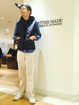 「LAVENHAM（ラベンハム）のアイテム（その他アウター）」を使った、とちぼりさん（メンズ・176cm）の秋コーディネート