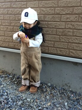 「GEORGE'S（ジョージズ）のアイテム（キャップ）」を使った、rinka⋆*さん（キッズ・90cm）の冬コーディネート