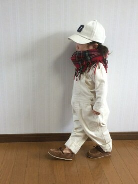 「GEORGE'S（ジョージズ）のアイテム（キャップ）」を使った、rinka⋆*さん（キッズ・90cm）の冬コーディネート