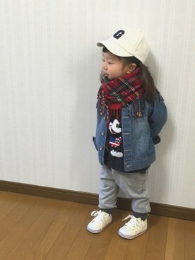 「GEORGE'S（ジョージズ）のアイテム（キャップ）」を使った、rinka⋆*さん（キッズ・90cm）の冬コーディネート