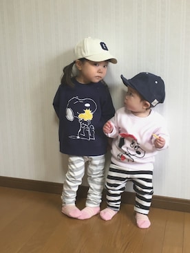 「GEORGE'S（ジョージズ）のアイテム（キャップ）」を使った、rinka⋆*さん（キッズ・90cm）の冬コーディネート