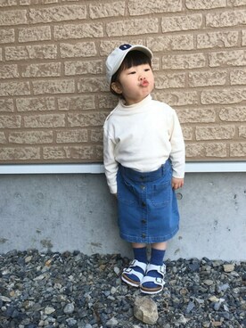 「GEORGE'S（ジョージズ）のアイテム（キャップ）」を使った、rinka⋆*さん（キッズ・90cm）の春コーディネート