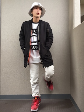 「UNIF（ユニフ）のアイテム（ブルゾン）」を使った、Mo.さん（メンズ・165cm）の冬コーディネート