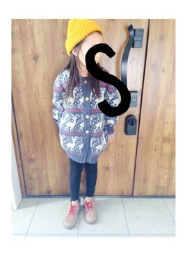 「カウチンセーター」｜「アイテム（その他アウター）」を使った、seriito☆さん（キッズ・110cm）の秋コーディネート