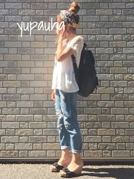 「DHOLIC（ディーホリック）のアイテム（バックパック/リュック）」を使った、riiiii_yuparipaさん（レディース・152cm）の夏コーディネート