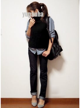 「DHOLIC（ディーホリック）のアイテム（バックパック/リュック）」を使った、riiiii_yuparipaさん（レディース・152cm）の秋コーディネート