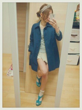 「ヘアアクセ」｜「アイテム（ステンカラーコート）」を使った、caroさん（レディース・156cm）の春コーディネート