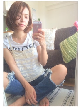 「足長効果」｜「アイテム（キャミソール）」を使った、caroさん（レディース・156cm）の夏コーディネート