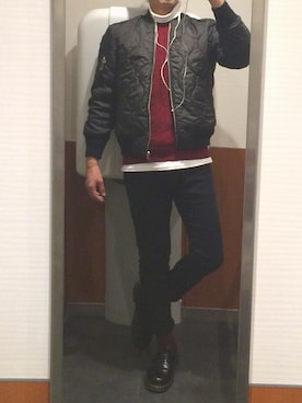 「tk.TAKEO KIKUCHI（ティーケータケオキクチ）のアイテム（MA-1）」を使った、TAKAHITOさん（メンズ・171cm）の秋コーディネート