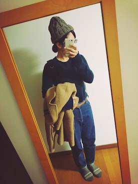「Hush Puppies（ハッシュパピー）のアイテム（その他シューズ）」を使った、ゆっぴりっぽうさん（レディース・160cm）の冬コーディネート
