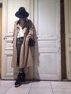 「コットンレース」｜「アイテム（ジャケット/アウター）」を使った、erina.nさん（レディース・166cm）の冬コーディネート