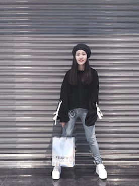 「VII&CO（VII&CO）のアイテム（帽子、グレー系）」を使った、TSAIさん（レディース・158cm）の秋コーディネート
