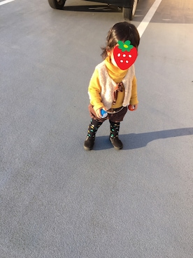 「アイテム（タイツ/ストッキング、ブルー系）」を使った、yu＊soさん（キッズ・90cm）の冬コーディネート