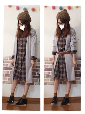 「PAGEBOY（ページボーイ）のアイテム（シャツワンピース）」を使った、りぃーさん（レディース・155cm）の秋コーディネート