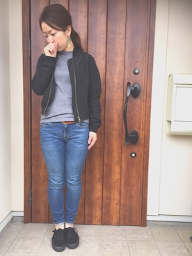 「niko and...（ニコアンド）のアイテム（スタジャン）」を使った、ayumiさん（レディース・156cm）の春コーディネート