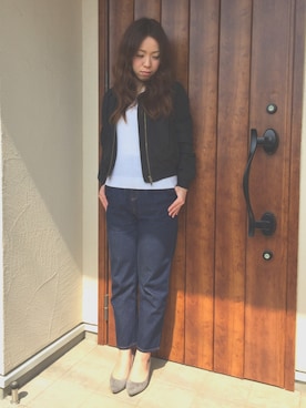 「niko and...（ニコアンド）のアイテム（スタジャン）」を使った、ayumiさん（レディース・156cm）の春コーディネート