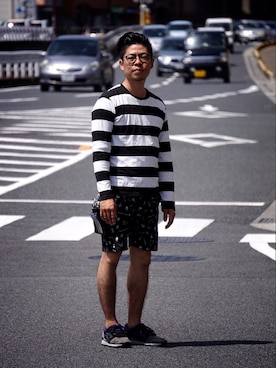 「グラニフ」｜「アイテム（その他）」を使った、吉永さん（メンズ・165cm）の夏コーディネート