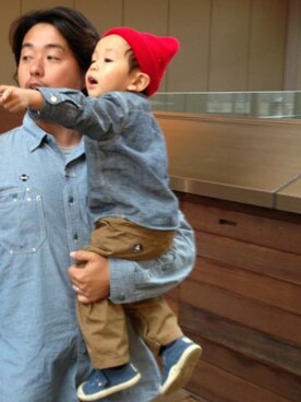「PETIT BATEAU（プチバトー）のアイテム（チノパンツ）」を使った、yukari.76さん（キッズ・90cm）の秋コーディネート