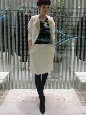 「STUDIOUS SELECT（ステュディオスセレクト）のアイテム（ライダースジャケット）」を使った、FUJITAさん（レディース・164cm）の秋コーディネート