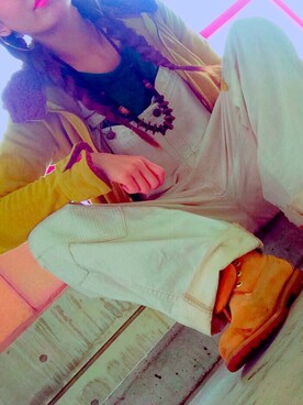 「アイテム（つなぎ/オールインワン、ベージュ系）」を使った、Nozomi.sさん（レディース・153cm）の冬コーディネート