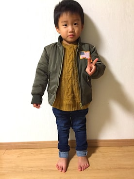 「オトナカジュアル」｜「アイテム（ブルゾン）」を使った、chibimama❤︎さん（キッズ・100cm）の秋コーディネート