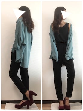 「とろみシャツ」｜「アイテム（つなぎ/オールインワン）」を使った、Yu  ❤︎さん（レディース・165cm）の秋コーディネート