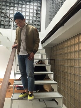 「Steven Alan（スティーブンアラン）のアイテム（ニットキャップ/ビーニー）」を使った、TAKAGI1111さん（メンズ・173cm）の春コーディネート