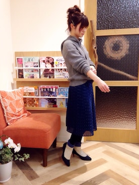 「imvely（-）のアイテム（ニット/セーター）」を使った、mieko.さん（レディース・153cm）の冬コーディネート