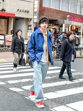 「アイテム（ナイロンジャケット）」を使った、kodona_tokyoさん（メンズ・170cm）の春コーディネート