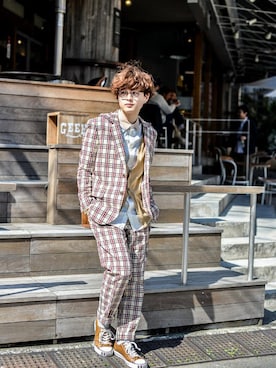 「アイテム（セットアップ）」を使った、kodona_tokyoさん（メンズ・167cm）の春コーディネート