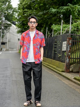 「Y's（ワイズ）のアイテム（スラックス）」を使った、kodona_tokyoさん（メンズ・180cm）の夏コーディネート