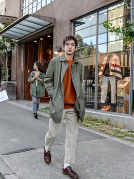 「MACKINTOSH PHILOSOPHY（ﾏｯｷﾝﾄｯｼｭ ﾌｨﾛｿﾌｨｰ）のアイテム（ステンカラーコート）」を使った、kodona_tokyoさん（メンズ・181cm）の秋コーディネート