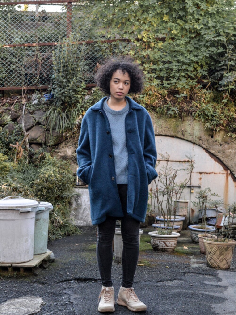 「ID DAILYWEARのID DAILYWEAR - Fleece Coat（size - M）¥22000+tax（その他アウター、ブルー系）」を使った、kodona_tokyoさん（メンズ・165cm）の秋コーディネートの1枚目の写真