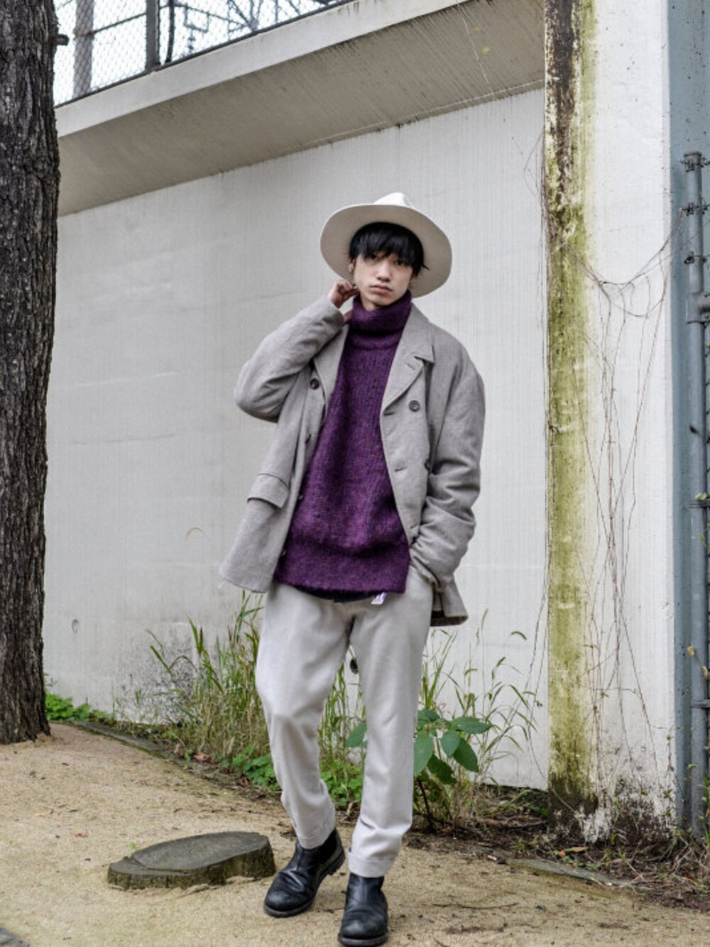 「DRIES VAN NOTENのDRIES VAN NOTEN - Wool W Coat（size - 48）¥16500+tax（その他アウター、ベージュ系）」を使った、kodona_tokyoさん（メンズ・160cm）の冬コーディネートの1枚目の写真