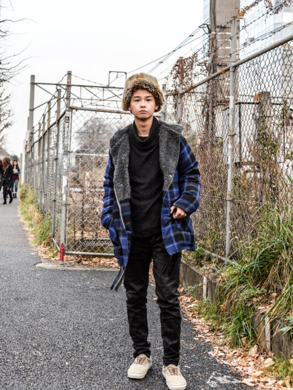 「FACETASMのFACETASM - Check Hooded Batting Coat (size - S) ¥36500+tax（ダウンジャケット/コート、ブルー系）」を使った、kodona_tokyoさん（メンズ・173cm）の冬コーディネートの1枚目の写真