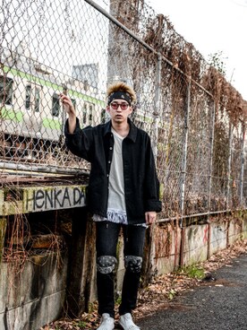 「NEONSIGN（ネオンサイン）のアイテム（ジャケット/アウター）」を使った、kodona_tokyoさん（メンズ・181cm）の冬コーディネート