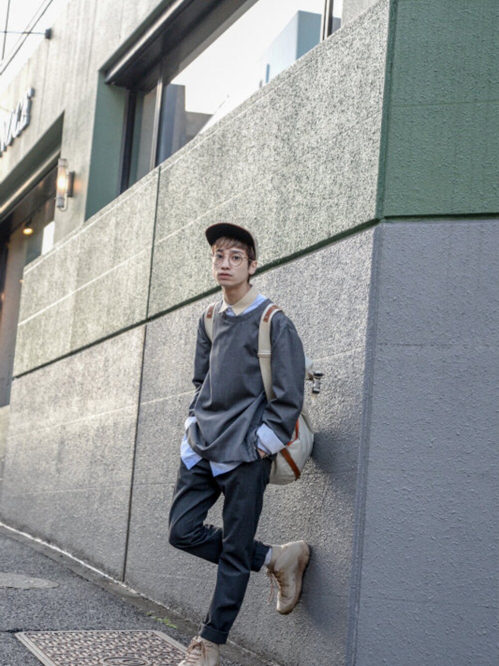 「ALLEGEのALLEGE - Pullover Tops（size - 2）¥13500+tax（Tシャツ/カットソー、グレー系）」を使った、kodona_tokyoさん（メンズ・168cm）の春コーディネートの1枚目の写真