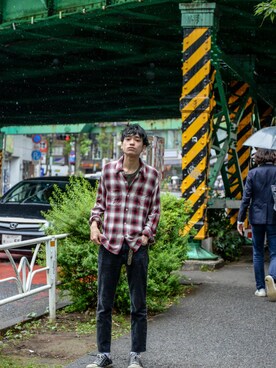 「n(n) BY NUMBER (N)INE（エヌエヌバイナンバーナイン）のアイテム（トップス）」を使った、kodona_tokyoさん（メンズ・170cm）の春コーディネート