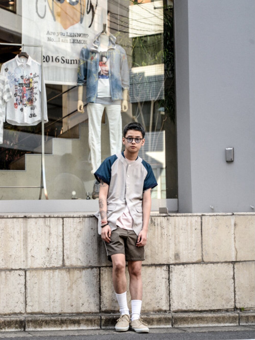 「CLASSのCLASS - Desgin Baseball Shirt（size - 46）¥13500+tax（シャツ/ブラウス、グレー系）」を使った、kodona_tokyoさん（メンズ・174cm）の夏コーディネートの1枚目の写真