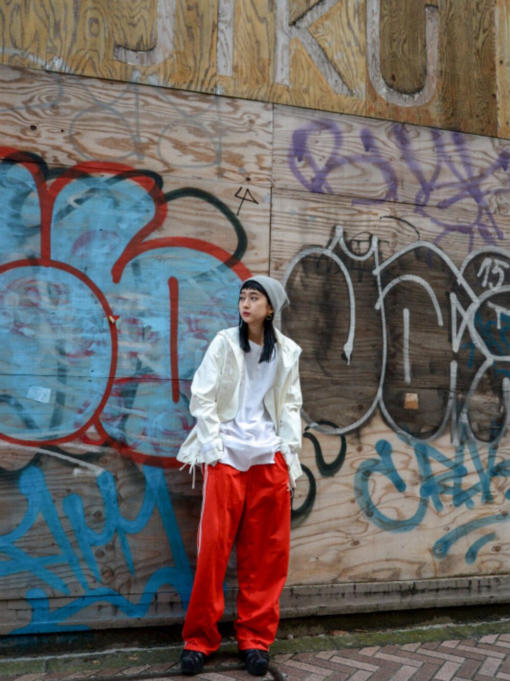 「FACETASMのFACETASM - Design Nylon Zip Jacket（size - S）¥22000+tax（ナイロンジャケット、ホワイト系）」を使った、kodona_tokyoさん（レディース・160cm）の秋コーディネートの1枚目の写真
