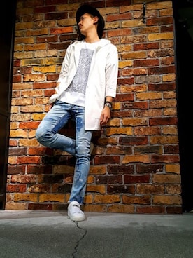 「5351 POUR LES HOMMES（ゴーサンゴーイチプールオム）のアイテム（帽子）」を使った、Mr.ポテトヘッドさん（メンズ・175cm）の夏コーディネート