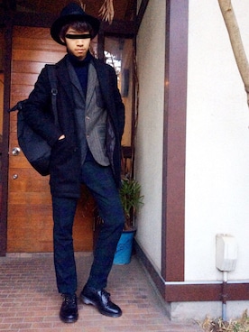 「BIG SMITH（ビッグスミス）のアイテム（パンツ）」を使った、隼人さん（メンズ・183cm）の冬コーディネート