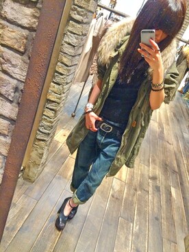「goa（ゴア）のアイテム（モッズコート）」を使った、monaさん（レディース・160cm）の秋コーディネート