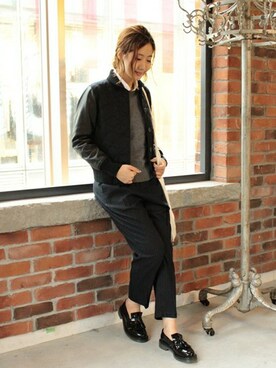 「LAVENHAM」｜「アイテム（ブルゾン）」を使った、AYAKAさん（レディース・167cm）の秋コーディネート