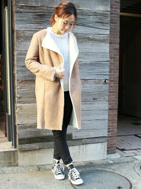 「JOURNAL STANDARD relume（ジャーナルスタンダード　レリューム）のアイテム（ムートンコート）」を使った、AYAKAさん（レディース・167cm）の秋コーディネート