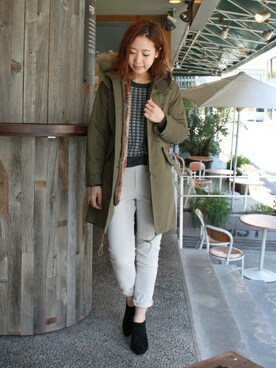 「JOURNAL STANDARD relume（ジャーナルスタンダード　レリューム）のアイテム（モッズコート）」を使った、AYAKAさん（レディース・167cm）の冬コーディネート